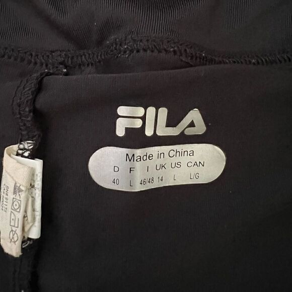 FILA Black Tennis skirt Pickleball Skort  laser cut hem sz L - Picture 5 of 6